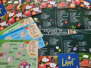 Postkarten, Saisonkalender und Rezeptkarten zum Thema "Essen" © Grietje Kammler