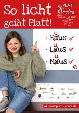 "Platt is cool", Plakat 2019, Gestaltung: graphia-design.de